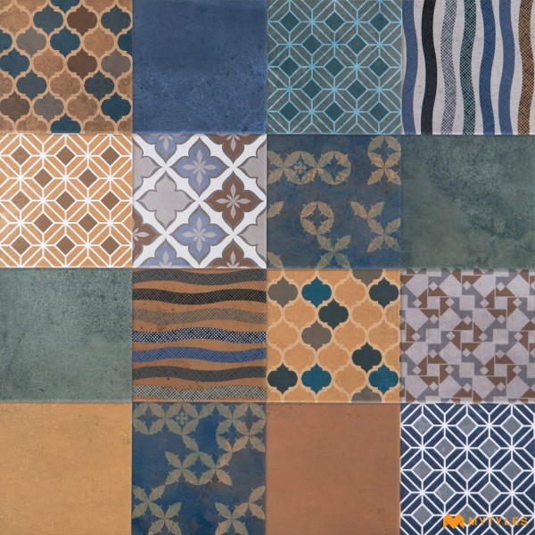 Vitrified Multi Color Moroccan Floor and Wall Tile Code33666 (600x600mm, Matt)